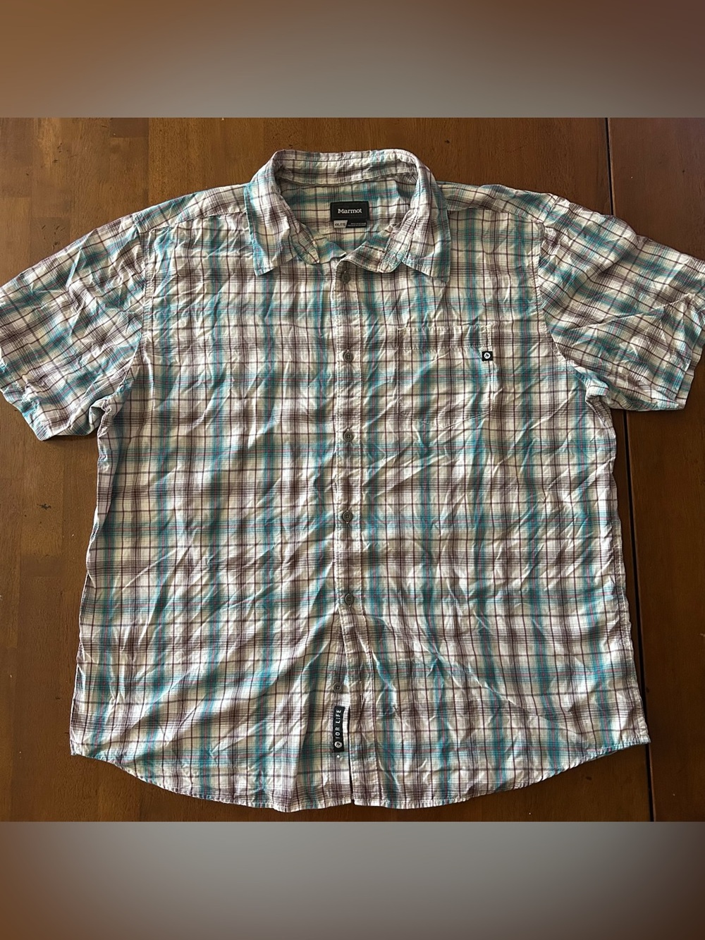 Marmot Men's Short-Sleeve Plaid Button-Up Shirt - Blue & Brown
